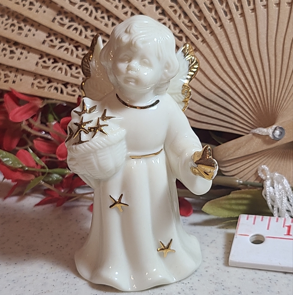 Ceramic Angel Figurine with Gold Accents